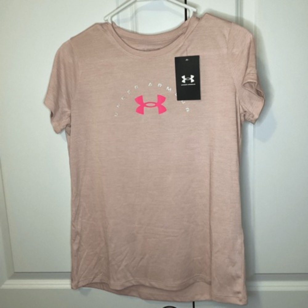 Girls Under Armour tech Twist Tee Shirt Pink XL‎